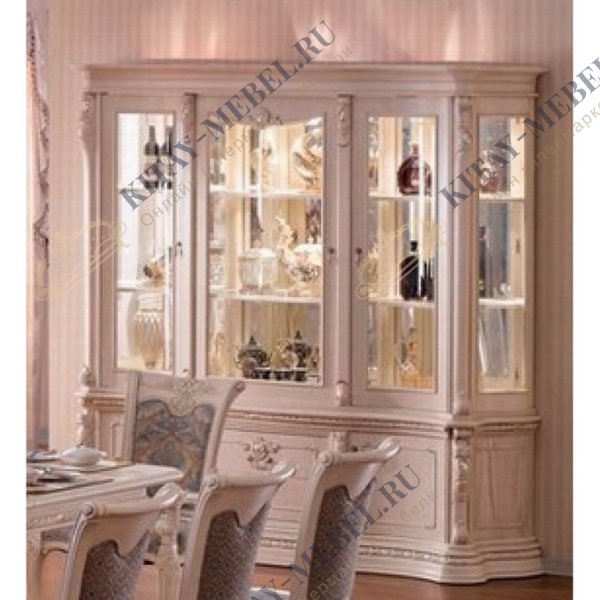 ВИТРИНА 5-ДВЕРНАЯ (БЕЗ КОРОНЫ) БЕЛЫЙ С ЗОЛОТОМ ИЗАБЕЛЛА CARPENTER 208