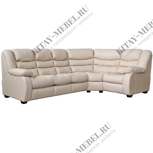 Угловой четырёхместный белый диван — Манчестер 1, раскладной (седафлекс), кожа/группа 115