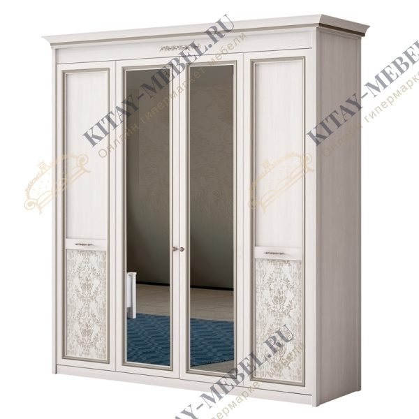 Шкаф 4-дверный с зеркалом 457 Адель (ясень белый)