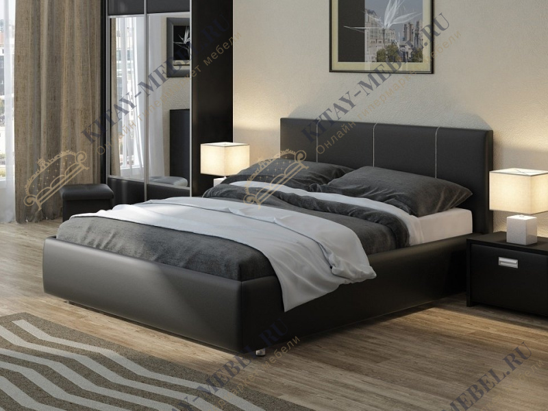 Кровать Veda 3 — 120х190 см Экокожа (Черный)