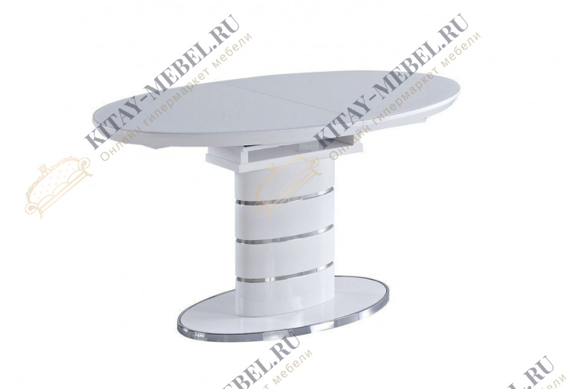 Лаковый стол обеденный трансформер 140-180 Luna (белый)