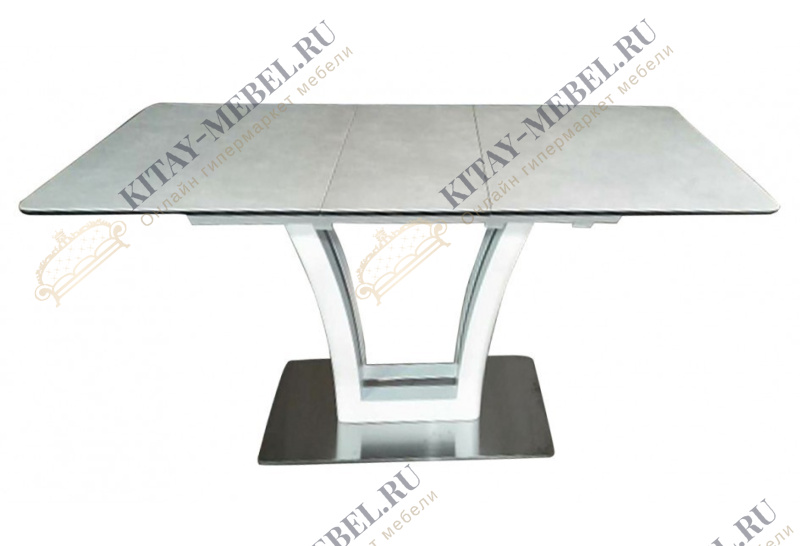 Стол керамический обеденный трансформер Fusion 160-210 (белый сатин/серый)