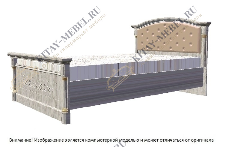 Кровать полуторная 120х200 см Элеганца (белый/золото), МДФ