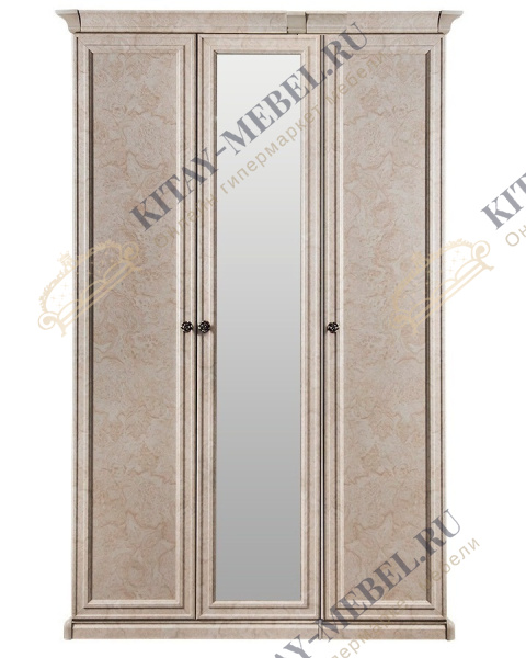 Шкаф 3-дверный с зеркалом Афина (крем корень)