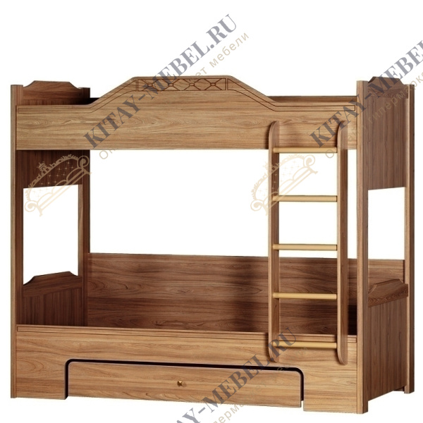 Кровать двухъярусная для детей от 5 лет — №543 Леон (акация мали), ЛДСП, бельевой ящик
