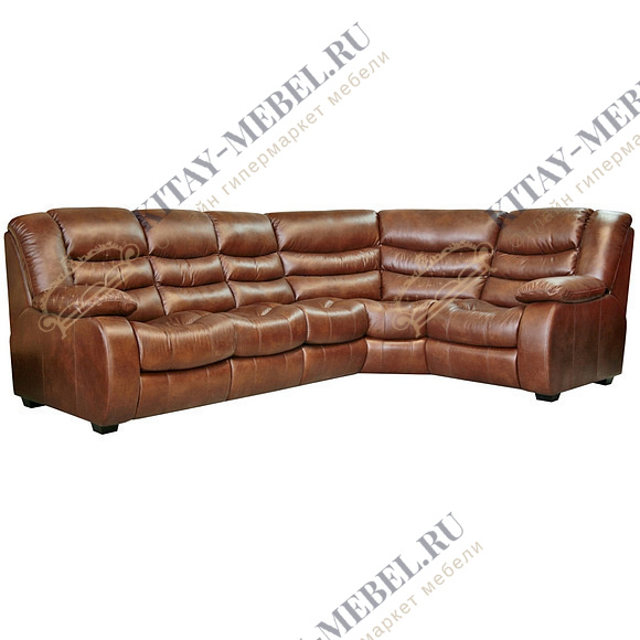 Угловой четырёхместный раскладной диван — Манчестер 1, кожа/группа 140, коричневый, механизм седафлекс