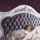 Кровать двуспальная Касандра белая (серебро), 180×200, МДФ, ниша для белья, мягкая обивка бархат