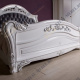 Кровать двуспальная Касандра белая (серебро), 180×200, МДФ, ниша для белья, мягкая обивка бархат
