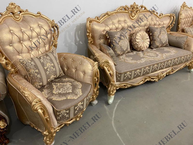 Мягкая мебель Дамаск 3+1+1 (ткань №1, декор — золото)