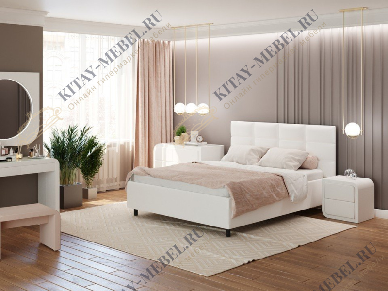 Кровать ComoVeda 8 — 140х200 см Экокожа (Белый)