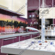 Кухонный гарнитур Хайтек, прямой, акрил (фиолетовый), ширина от 240 до 420 см