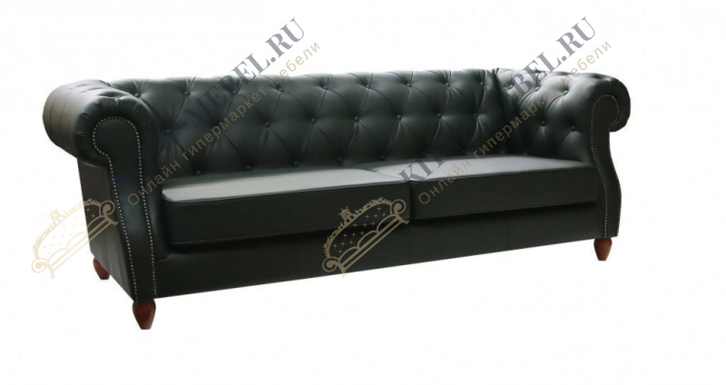Прямой диван Прадо Премиум, трёхместный, искусственная кожа, цвет grin, каретная стяжка, категория 2