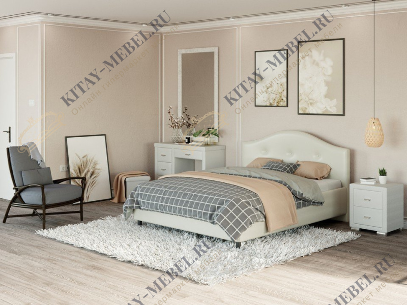 Кровать ComoVeda 7 — 120х190 см Экокожа (Белый)