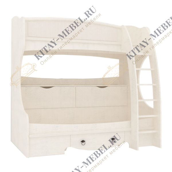 Кровать детская двухъярусная Амели 642.550, два спальных места, ящики для белья, лестница