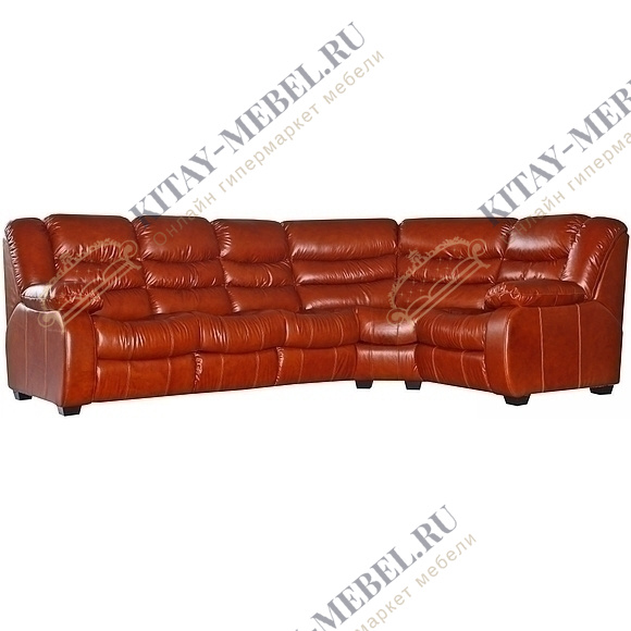 Угловой четырёхместный диван Манчестер 1, раскладной (седафлекс), кожа/группа 150, цвет красный