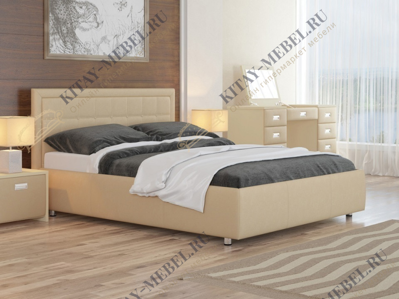 Кровать Como 2 — 90х200 см (Экокожа Бежевый)